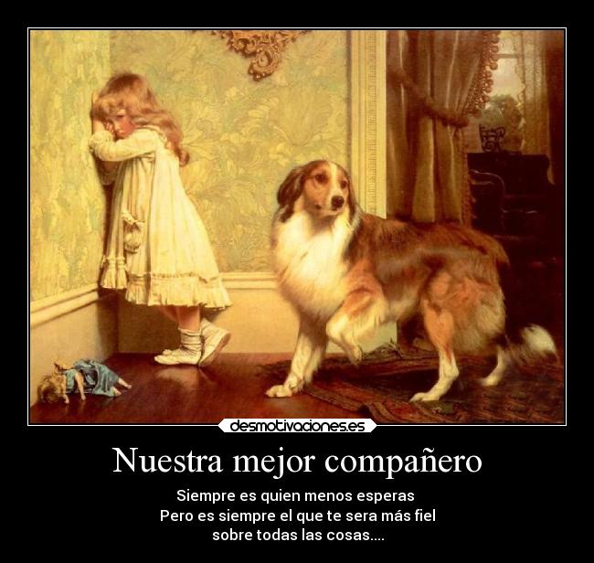 Nuestra mejor compañero - Siempre es quien menos esperas
Pero es siempre el que te sera más fiel
sobre todas las cosas....