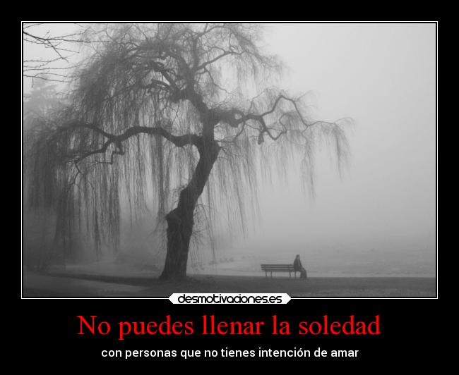 No puedes llenar la soledad - con personas que no tienes intención de amar