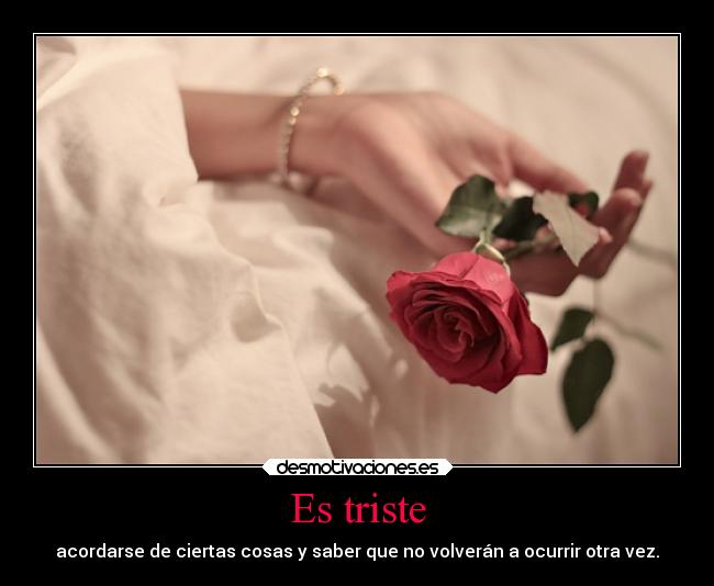 Es triste - acordarse de ciertas cosas y saber que no volverán a ocurrir otra vez.