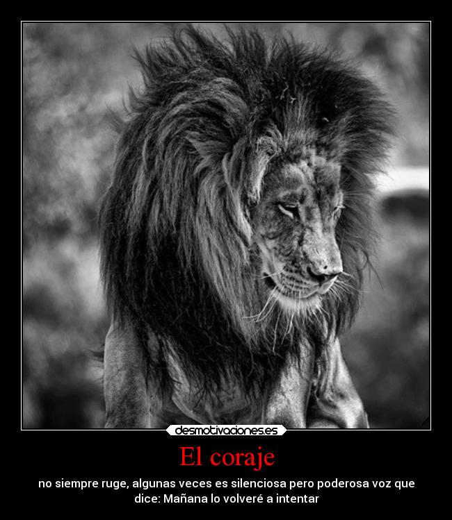 El coraje - no siempre ruge, algunas veces es silenciosa pero poderosa voz que
dice: Mañana lo volveré a intentar