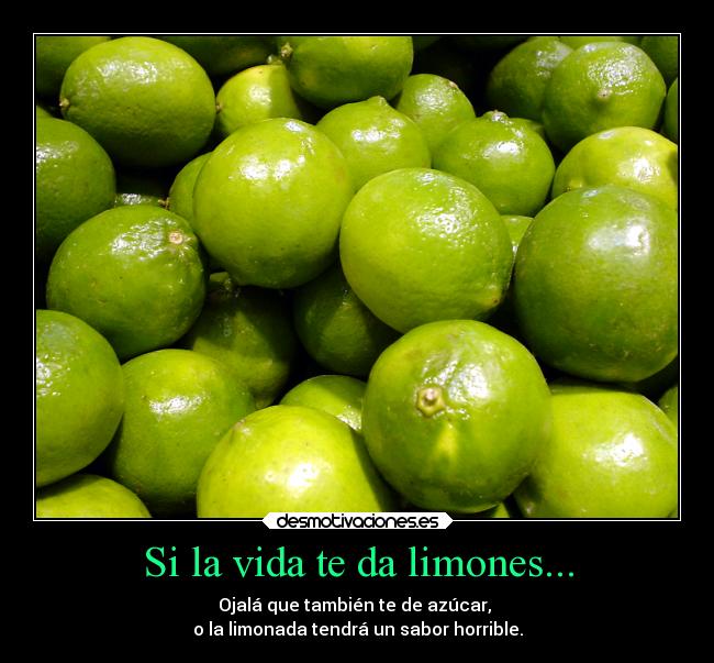 Si la vida te da limones... - Ojalá que también te de azúcar,
o la limonada tendrá un sabor horrible.