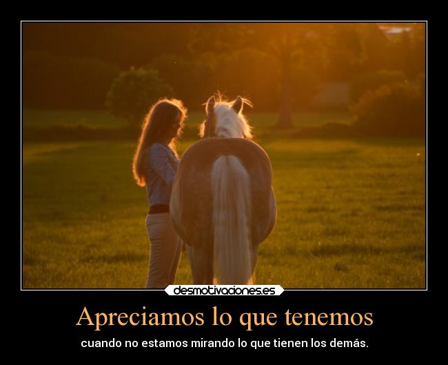 Apreciamos lo que tenemos - cuando no estamos mirando lo que tienen los demás.