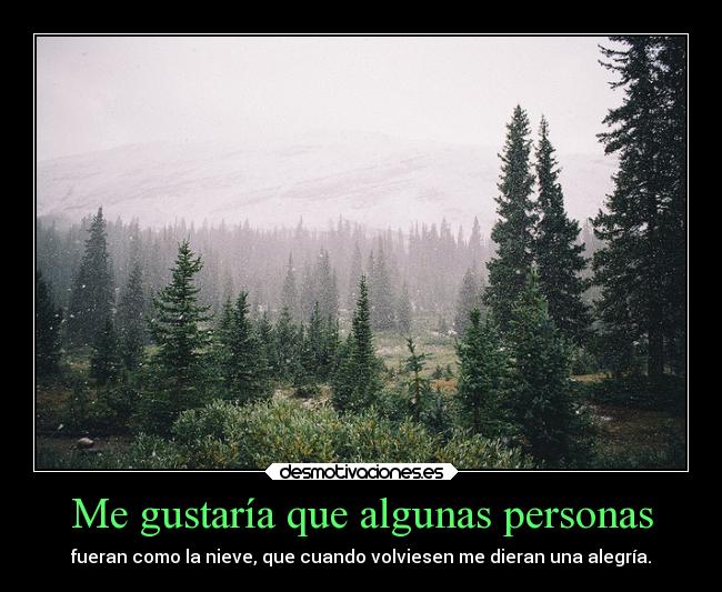 Me gustaría que algunas personas - fueran como la nieve, que cuando volviesen me dieran una alegría.