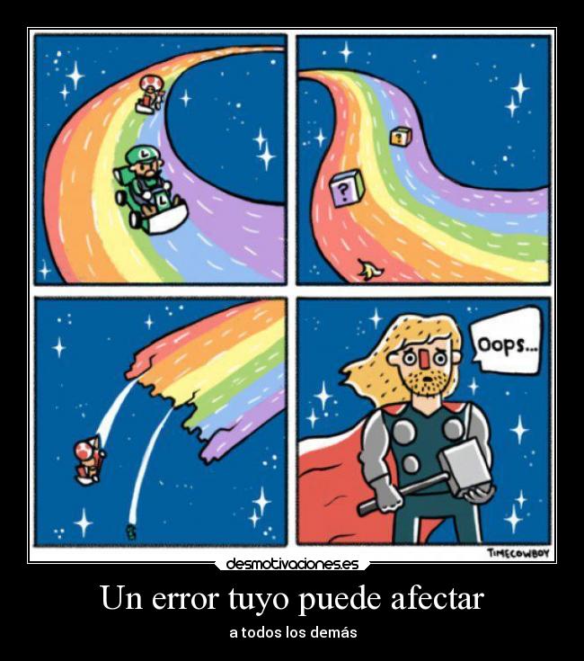 carteles videojuegos humor graciosas risa thor mario luigi error toad kart mariokart desmotivaciones