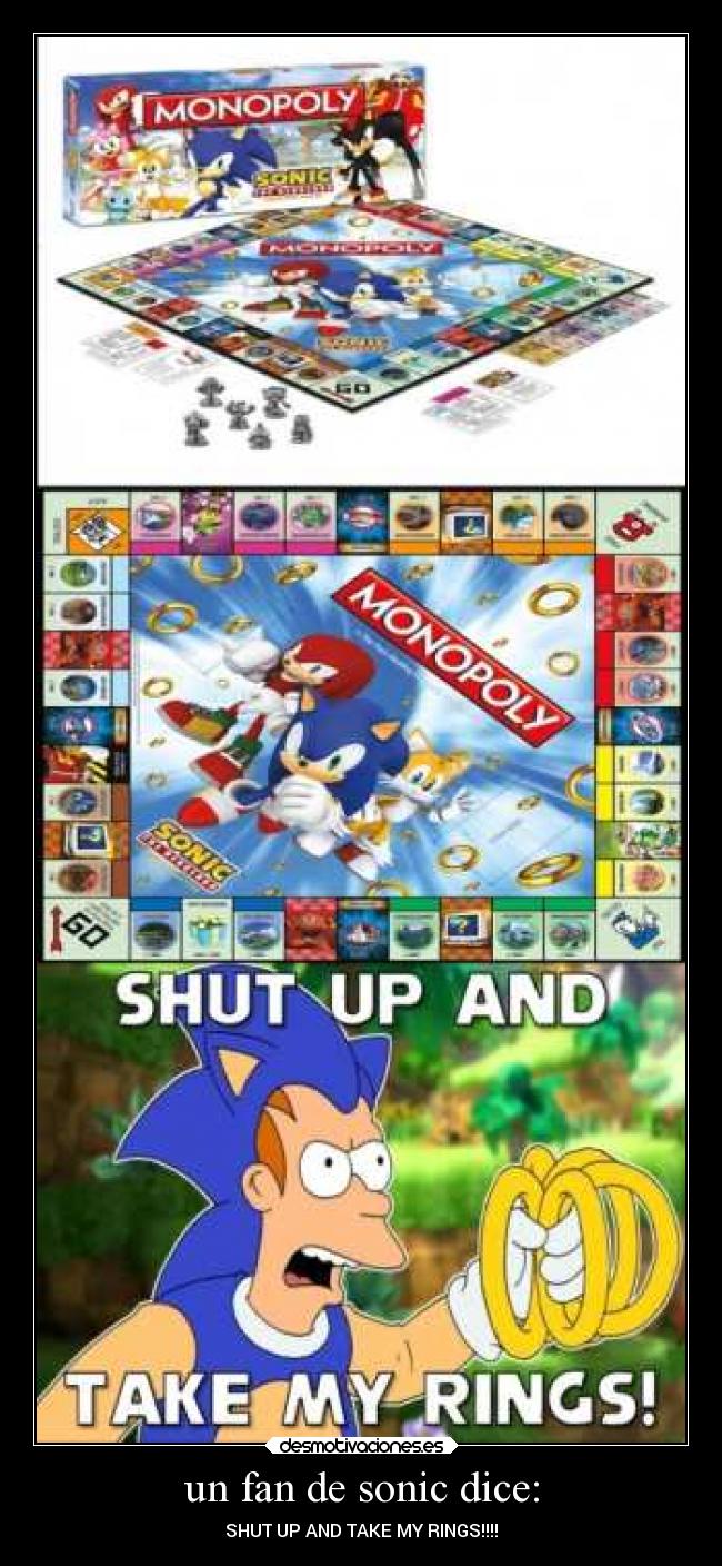 carteles videojuegos sonic monopoly fry desmotivaciones