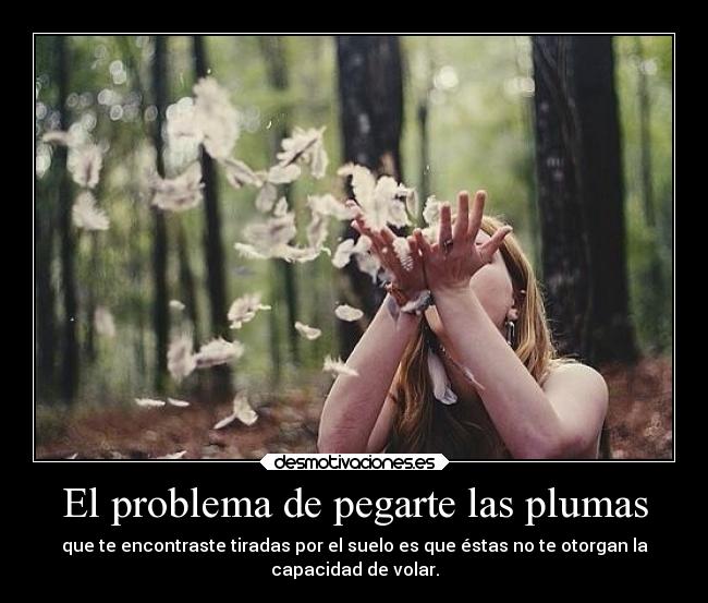 El problema de pegarte las plumas - que te encontraste tiradas por el suelo es que éstas no te otorgan la
capacidad de volar.