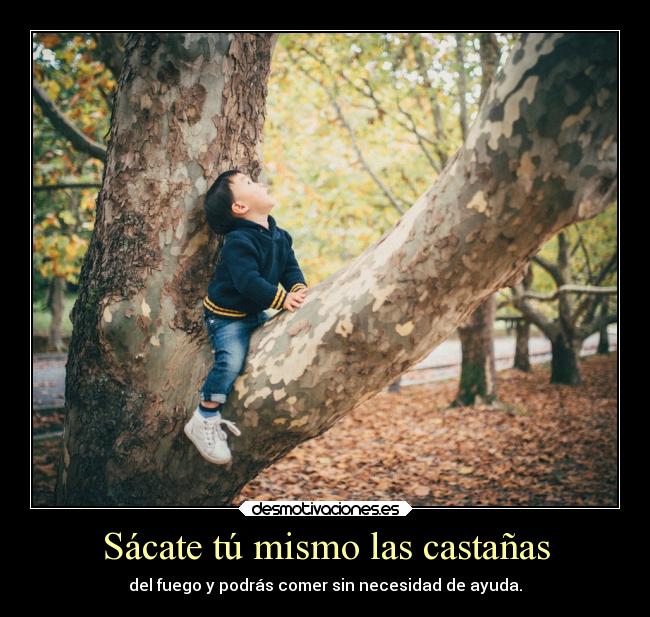 Sácate tú mismo las castañas - del fuego y podrás comer sin necesidad de ayuda.