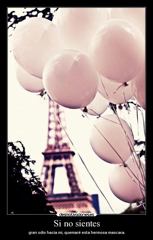 Si no sientes - gran odio hacia mi, quemaré esta hermosa mascara.