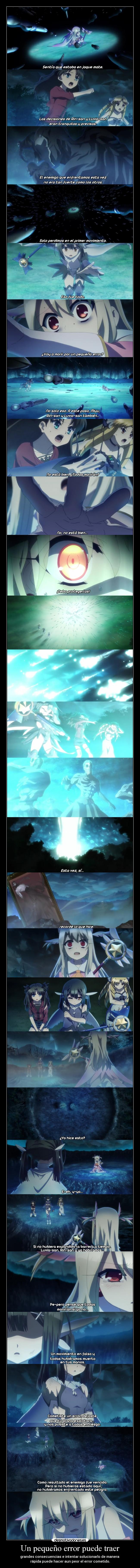 carteles amigos anime pequno error gran consecuencia traer fallo herir lastimar solucion peor raptorhunters desmotivaciones