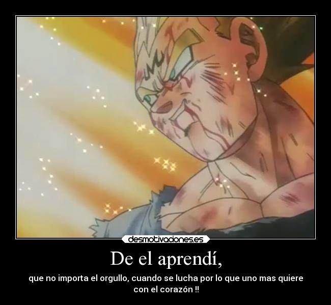 De el aprendí, - que no importa el orgullo, cuando se lucha por lo que uno mas quiere
con el corazón !!