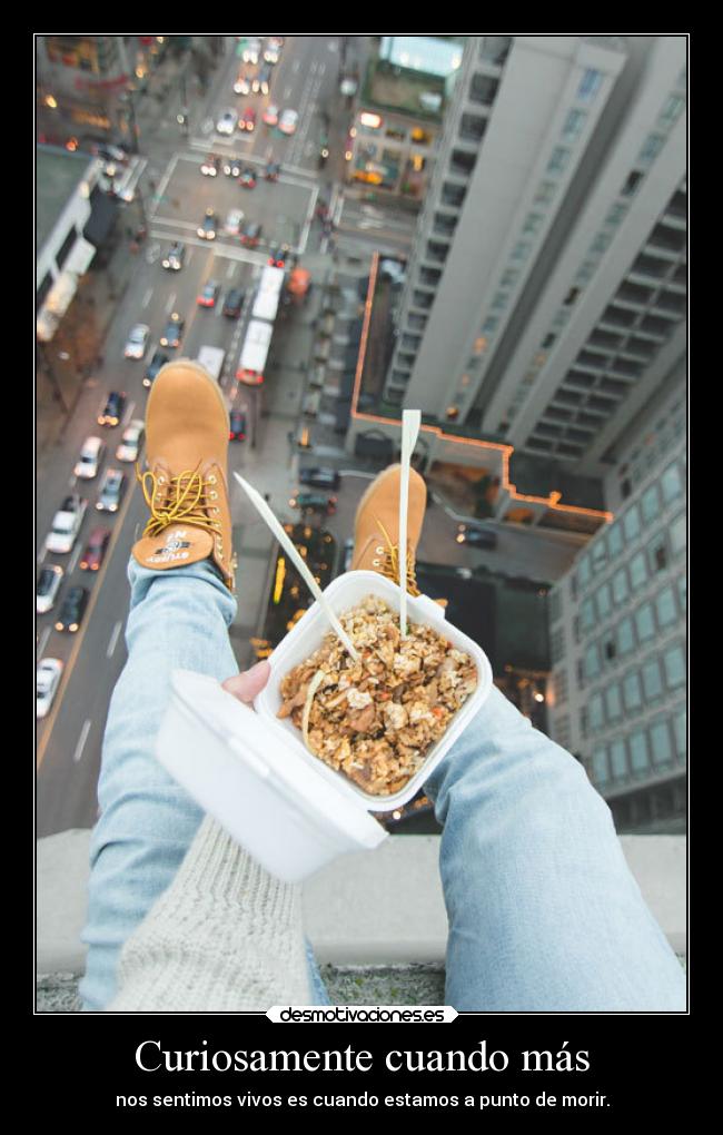 Curiosamente cuando más - nos sentimos vivos es cuando estamos a punto de morir.