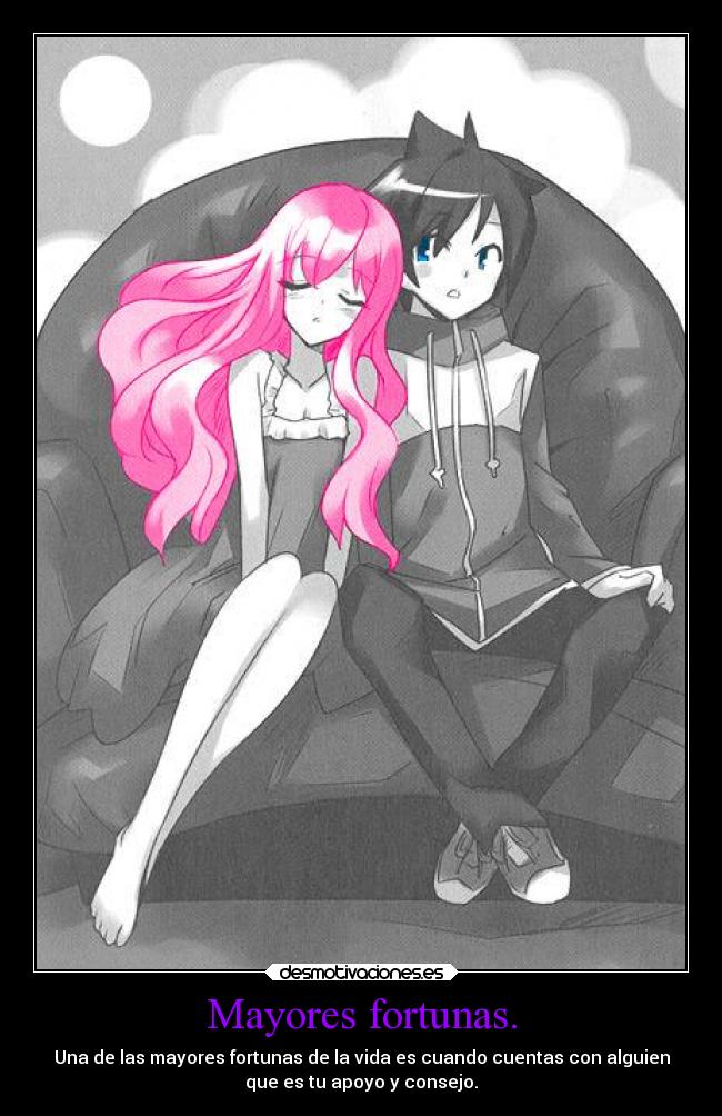 carteles amor anime mayores fortunas saitoxlouise zeronotsukaima desmotivaciones