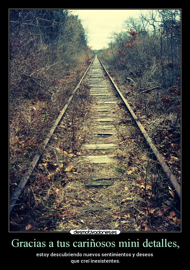 Gracias a tus cariñosos mini detalles, - estoy descubriendo nuevos sentimientos y deseos 
que creí inexistentes.