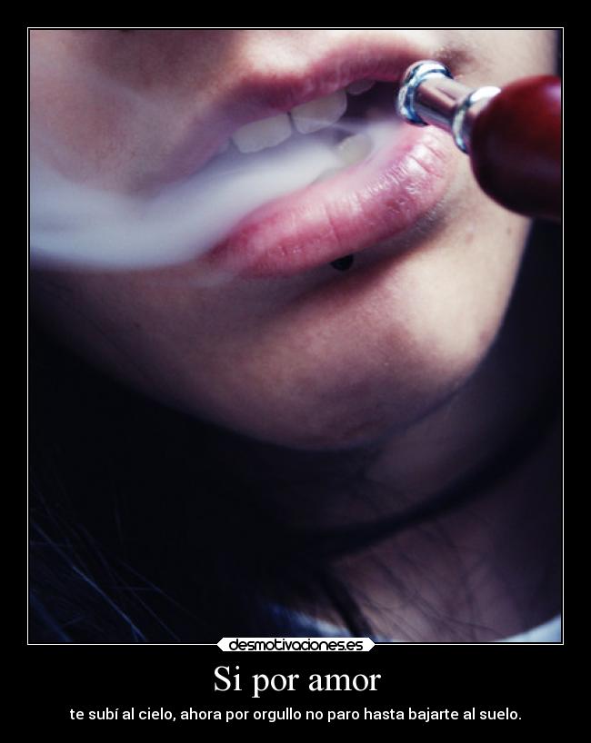 Si por amor - te subí al cielo, ahora por orgullo no paro hasta bajarte al suelo.