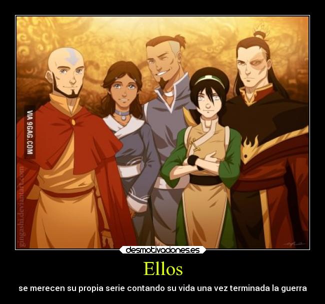 carteles anime avatar aang katara sokka toph zuko serie desmotivaciones