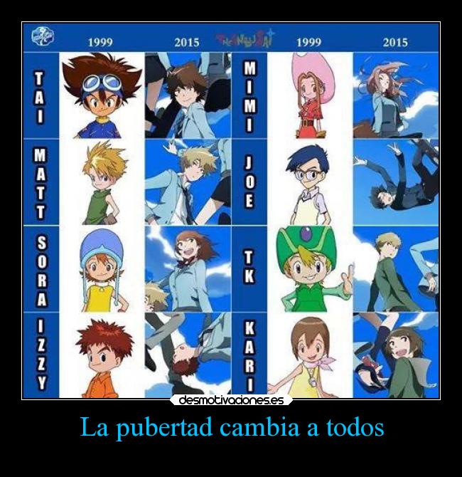 carteles anime digimon regresaron pubertad desmotivaciones