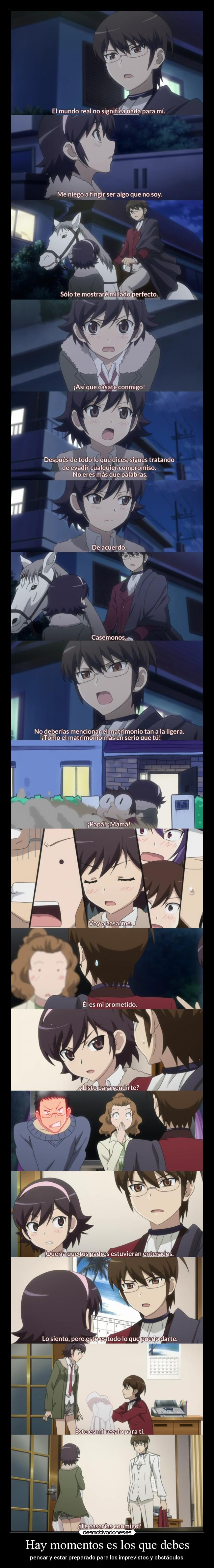 carteles anime momento estar preparado pensar obstaculo imprevistos raptorhunters desmotivaciones