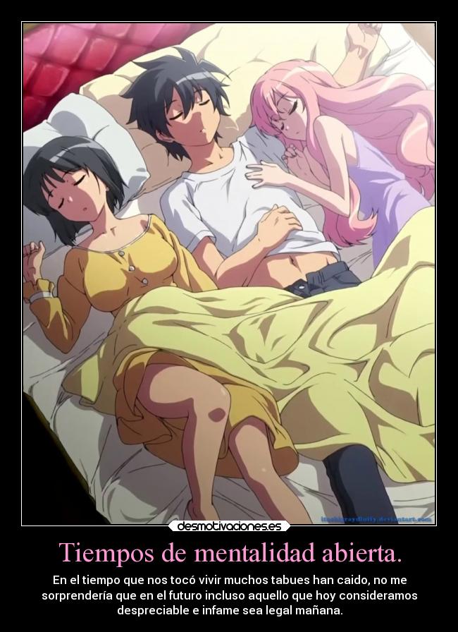 carteles anime sexo amor tiempos mentalidad abierta zeronotsukaima desmotivaciones