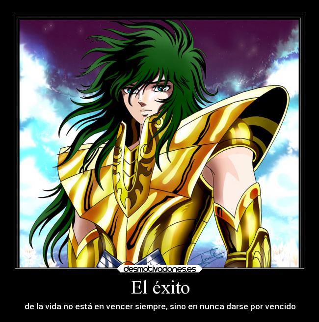 carteles anime shun virgo exito vencer saint seiya armadura desmotivaciones