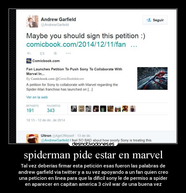 spiderman pide estar en marvel -