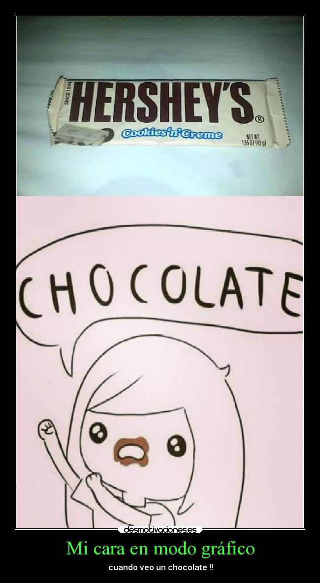 Mi cara en modo gráfico - cuando veo un chocolate !!