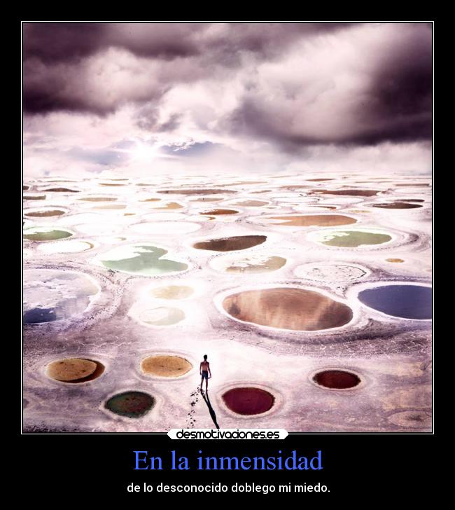 En la inmensidad - de lo desconocido doblego mi miedo.