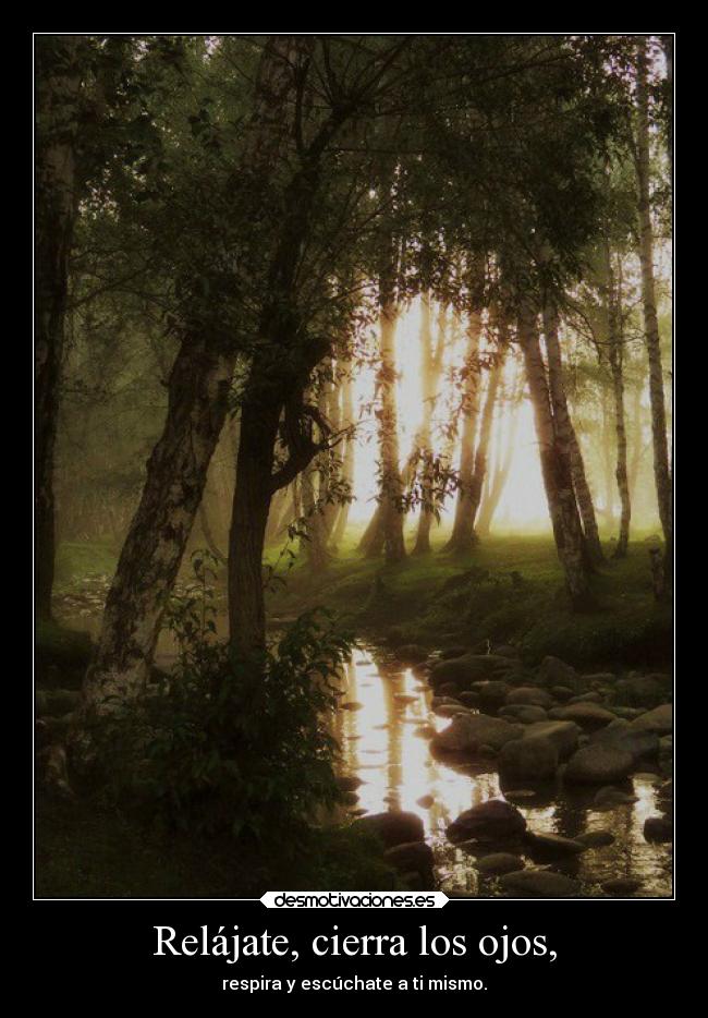 Relájate, cierra los ojos, - respira y escúchate a ti mismo.