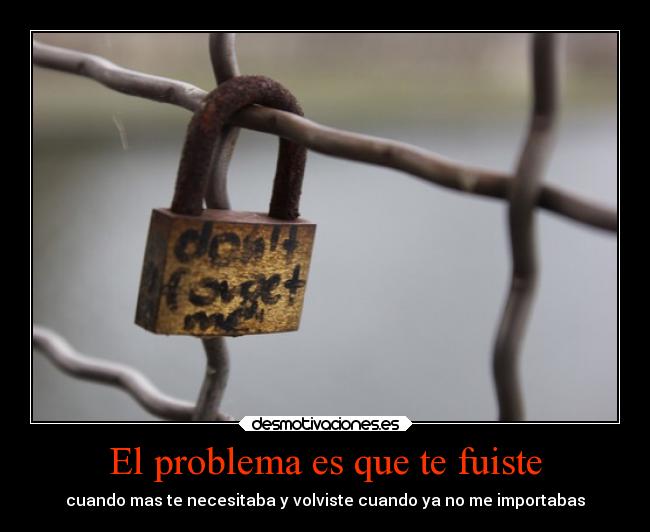 El problema es que te fuiste - cuando mas te necesitaba y volviste cuando ya no me importabas