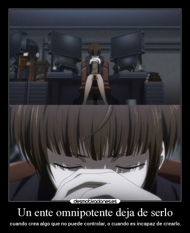 carteles dios anime raptorhunters harukaze manga psychopass psycho pass akane tsunemori poder omnipotencia desmotivaciones