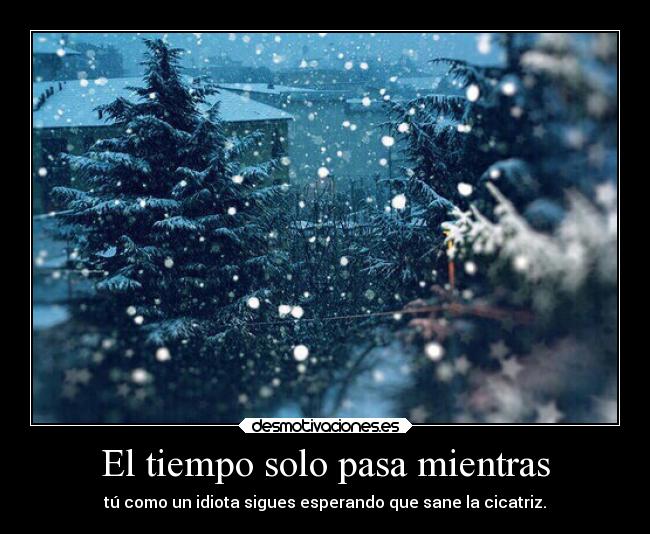 El tiempo solo pasa mientras - tú como un idiota sigues esperando que sane la cicatriz.