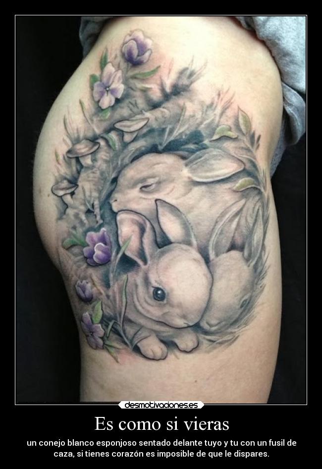 Es como si vieras - un conejo blanco esponjoso sentado delante tuyo y tu con un fusil de
caza, si tienes corazón es imposible de que le dispares.