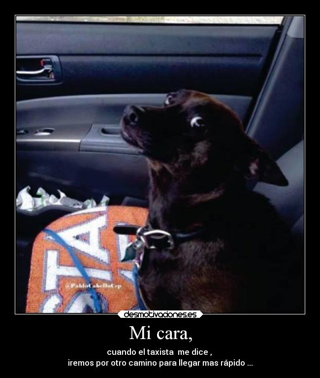 Mi cara, - cuando el taxista me dice ,
iremos por otro camino para llegar mas rápido ...