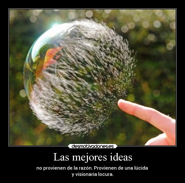 Las mejores ideas - no provienen de la razón. Provienen de una lúcida 
y visionaria locura.