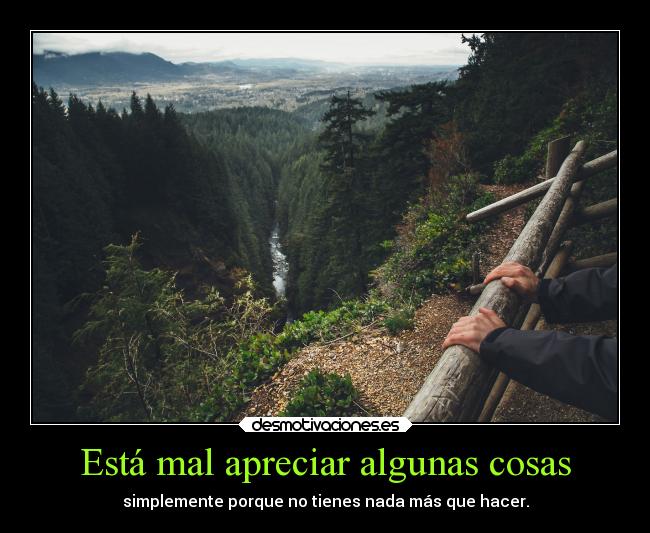 Está mal apreciar algunas cosas - simplemente porque no tienes nada más que hacer.