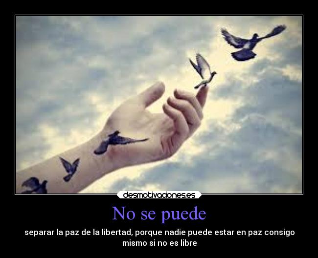 No se puede - separar la paz de la libertad, porque nadie puede estar en paz consigo
mismo si no es libre