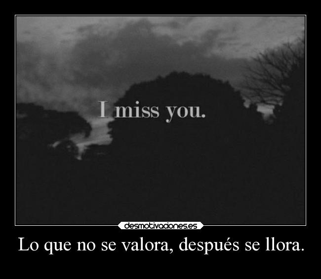 Lo que no se valora, después se llora. - 