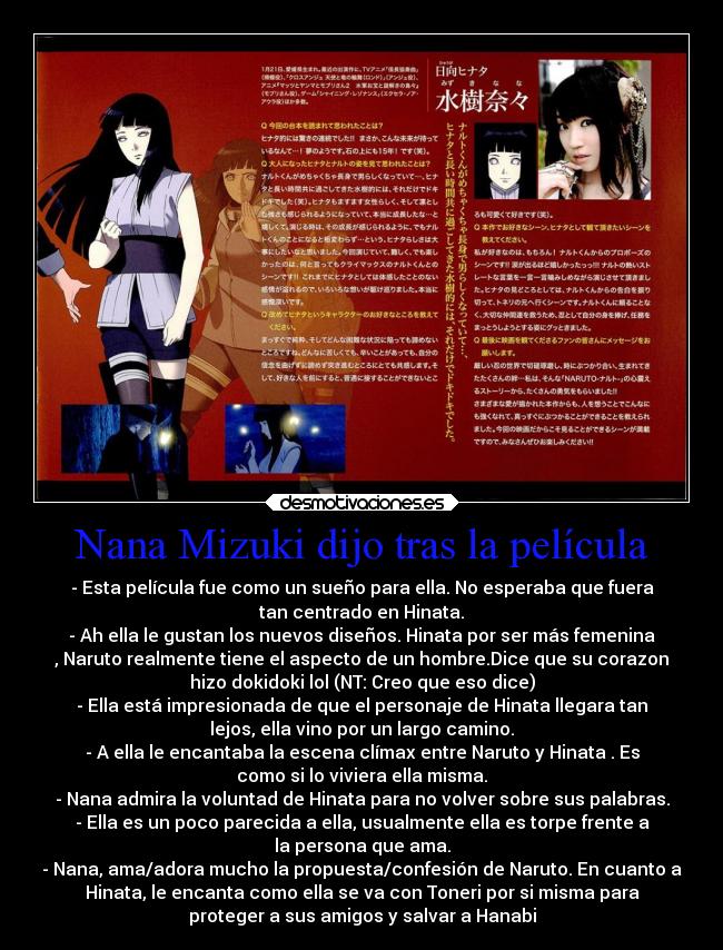 Nana Mizuki dijo tras la película -