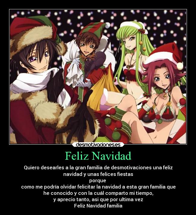 carteles navidad navidad anime amigos alegria desear code geas desmotivaciones