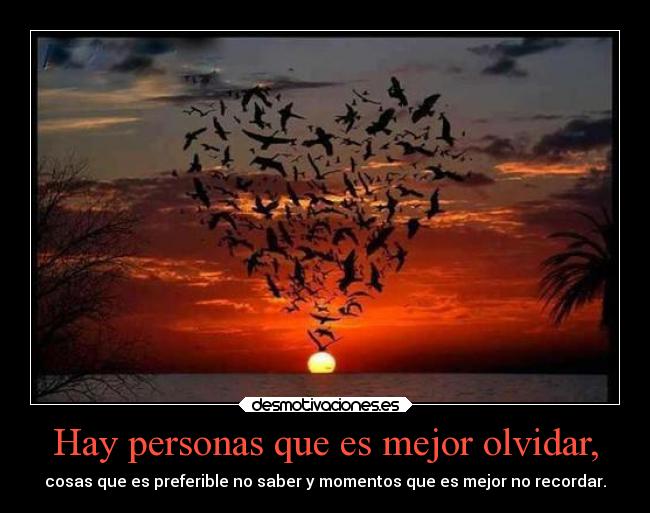Hay personas que es mejor olvidar, - cosas que es preferible no saber y momentos que es mejor no recordar.