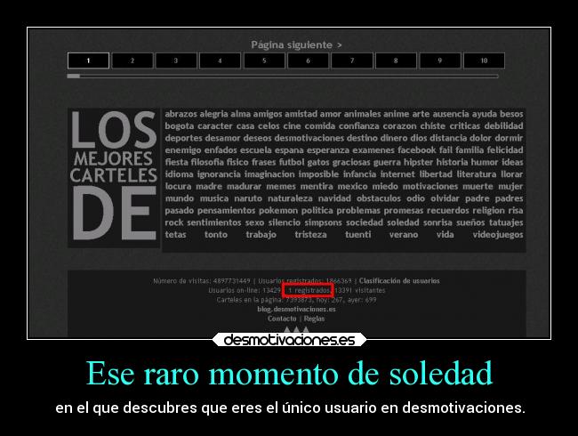 Ese raro momento de soledad - en el que descubres que eres el único usuario en desmotivaciones.