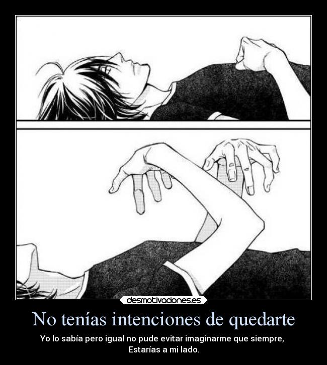 No tenías intenciones de quedarte - Yo lo sabía pero igual no pude evitar imaginarme que siempre,
Estarías a mi lado.