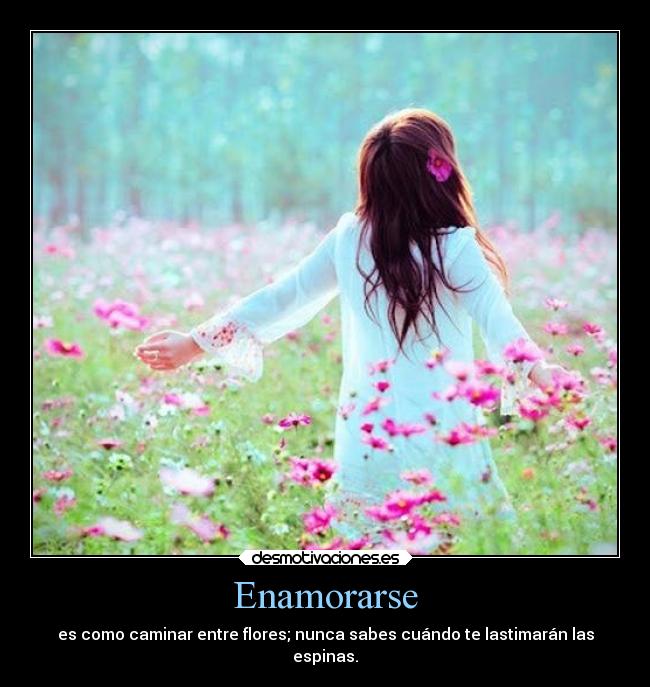 Enamorarse - es como caminar entre flores; nunca sabes cuándo te lastimarán las
espinas.