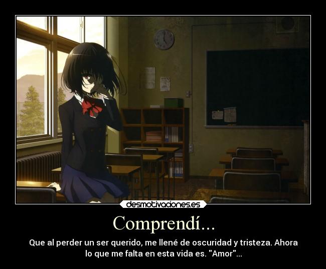 carteles vida dolor tristeza sentimientos oscuridad falta ser amdado another mei fujioka misaki desmotivaciones