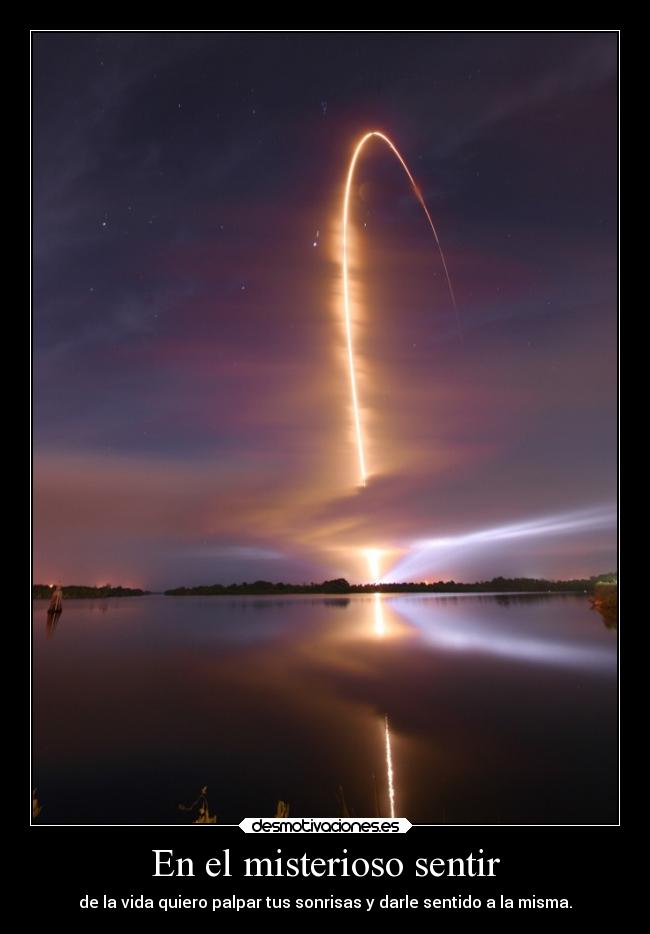 En el misterioso sentir - de la vida quiero palpar tus sonrisas y darle sentido a la misma.