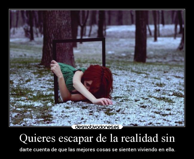 Quieres escapar de la realidad sin - darte cuenta de que las mejores cosas se sienten viviendo en ella.