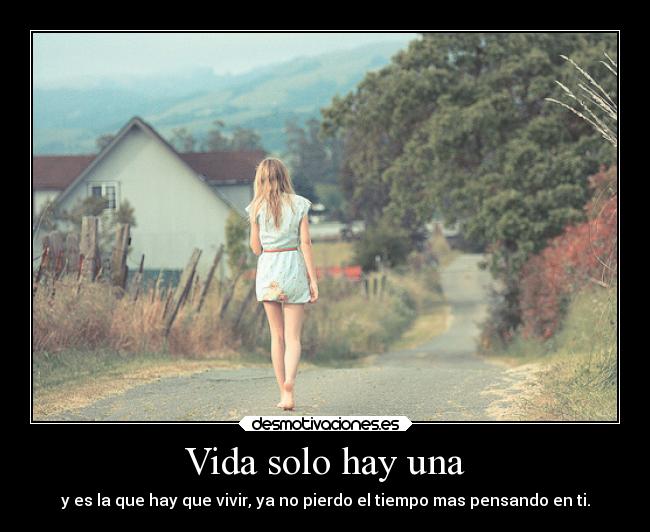 Vida solo hay una - y es la que hay que vivir, ya no pierdo el tiempo mas pensando en ti.