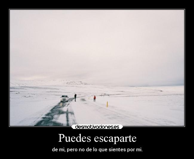 Puedes escaparte - de mi, pero no de lo que sientes por mi.