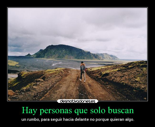 Hay personas que solo buscan - un rumbo, para seguir hacia delante no porque quieran algo.