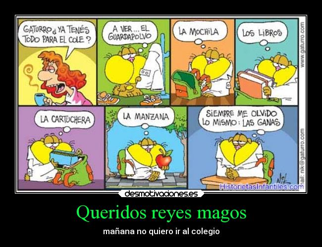 Queridos reyes magos - mañana no quiero ir al colegio
