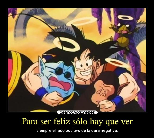 Para ser feliz sólo hay que ver - siempre el lado positivo de la cara negativa.